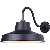 LANDIS Canarm 1-Light Outdoor Barn Light, 14-Inch Matte Black Wall Mount, Durable Wet Location Fixture for Patio, Porch, or O