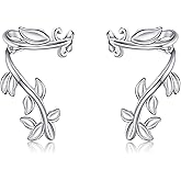Leaf Ear Cuff Earrings Sterling Silver Leaf Cuff Earrings Non Piercing Clip on Cartilage Mother's Day Jewelry Gifts for Women
