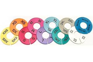 discount sizing Set of Colored Clothing Round Rack Size Dividers (XXS - 3XL) Various Quantities Available (30)