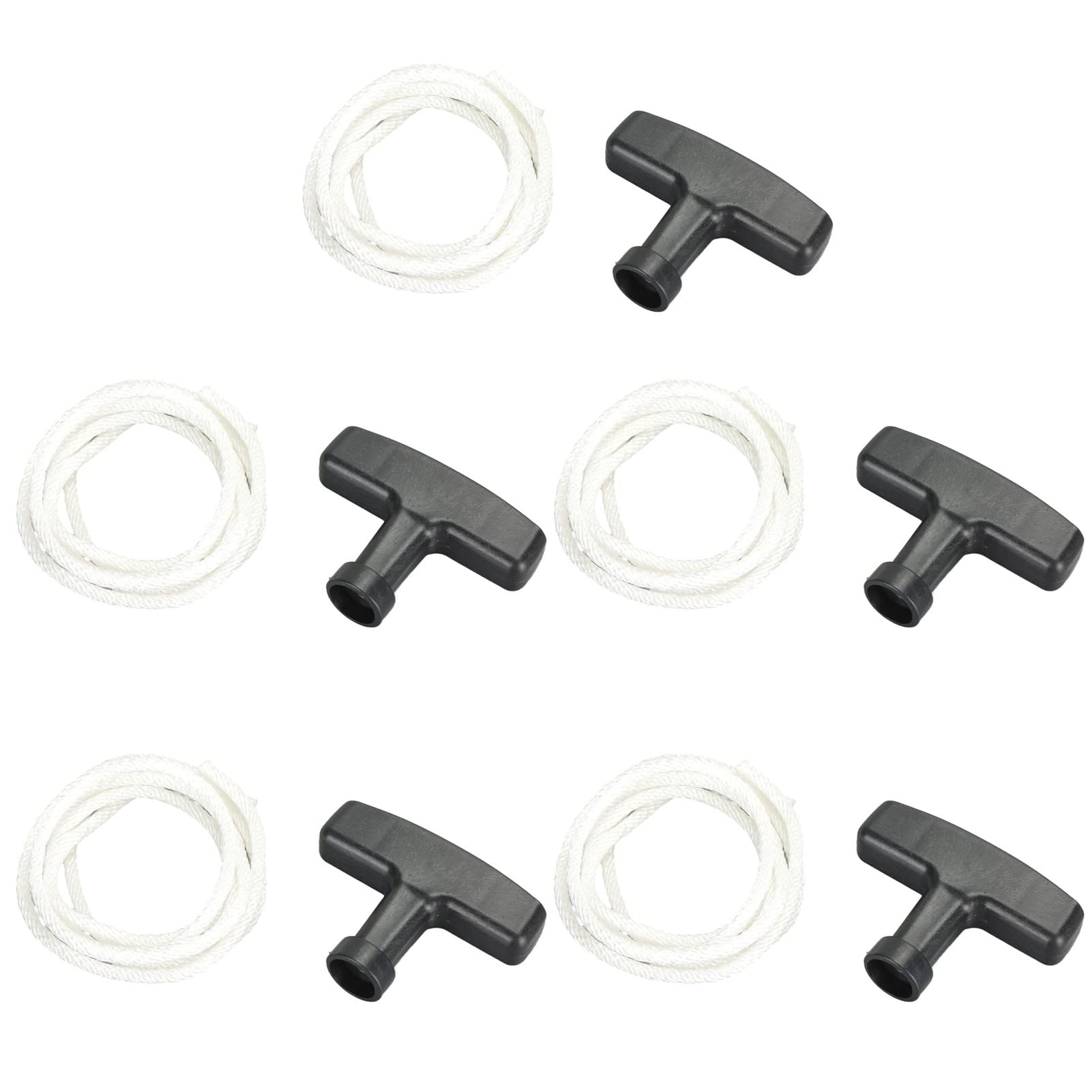 mumisuto 5 Pack 1.25M Lawnmower Pull Cord Set with 5 Black Recoil Starter Handles, Pull String Pull Cord Starter Rope, Recoil Starter Rope for Line Trimmers, Chainsaws