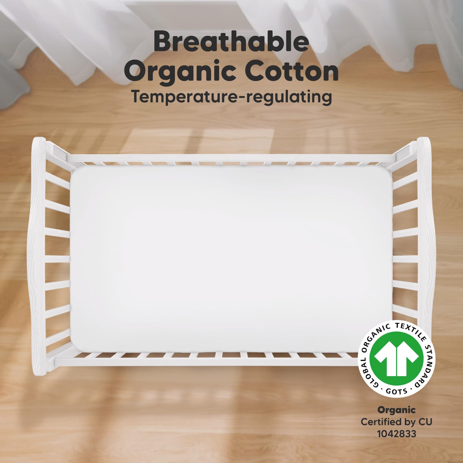 KeaBabies 2-Pack Organic Crib Sheets for Boys, Girls - 52x28 Fitted Crib Mattress Sheet Neutral, Breathable Jersey Cotton Cover for Baby Bed, Toddler Mattress, Soft & Cute Prints (Soft White)