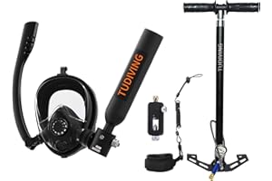 TUDIVING-0.5L Scuba Diving Tank Set,3.5Cu Ft Mini Oxygen Cylinder with Full Face Snorkel Mask,Portable Travel Diving Kit Supp