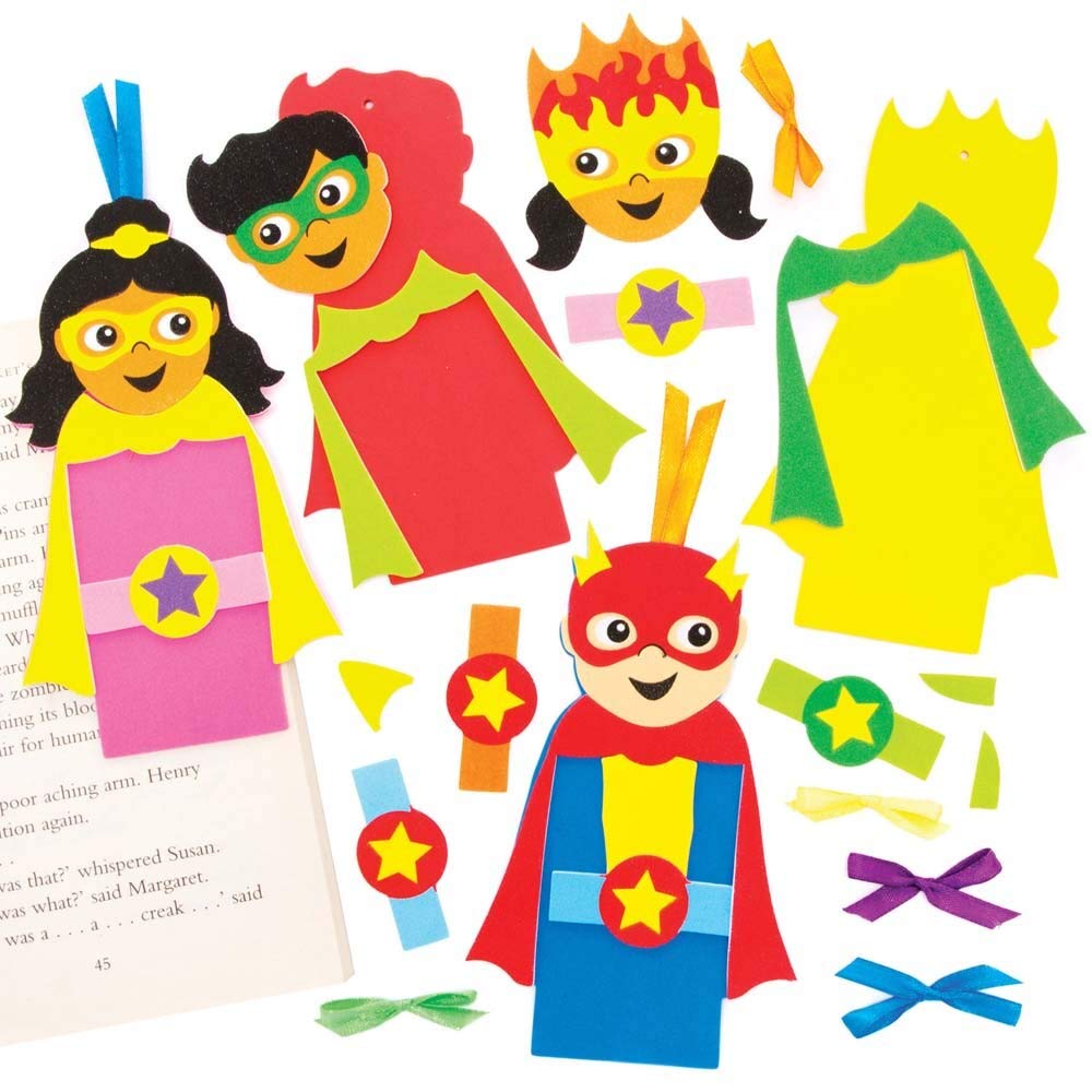 Baker Ross FE402 Star Hero Bookmark Kits - Pack of 5, Make Your Own Book Mark for Creative Arts and Crafts Projects, and Learning to Read