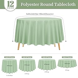 12 Pack Round Tablecloth Sage Green Polyester Round