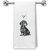 PIUD Dachshund Martini Kitchen Towels, Dachshund Loves Gifts Dish Tea Towels for Kitchen Bar Cart Decor, Wiener Dog, Martini Cocktail Lover Gifts Hand Towels, 16x24 Inch