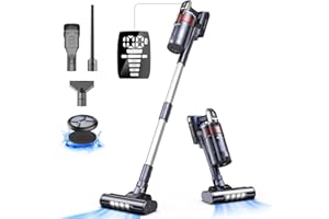 UMLo Cordless Vacuum Cleaner, 500W/33Kpa Stick Vacuum, Auto Mode, 60Mins Runtime, 8-in-1 Rechargeable Vacuum Cleaner for Home, Lightweight Vacuum, Anti-Tangle, LED Screen for Floor Carpet Pet Hair
