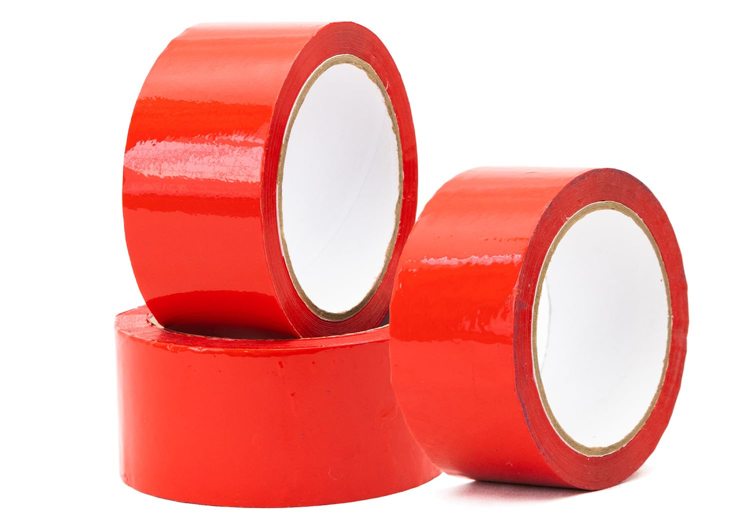 MAX SOLUTIONS Low Noise 50MM x 66M Coloured Packaging Tape for Parcels and Boxes Heavy Duty Coloured Box Packing Tape Provides a Strong, Secure and Sticky Seal for your Boxes (Red, 3 Tapes)
