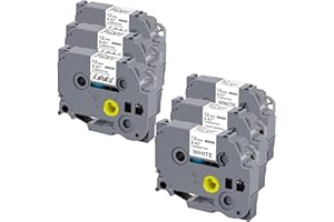 Weemay 6 Pack 12mm 0.47 Inch TZe TZ Label Compatible for Brother Laminated Black on Clear and White Tape TZe-131 for P-Touch 