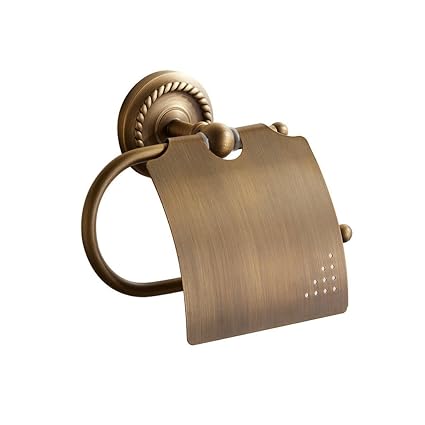 Weare Home geschnitzt Antik Badezimmer Toilettenpapierhalter Klopapierhalter mit Deckel, voller Kupfer, Messing, Bronze, Wand