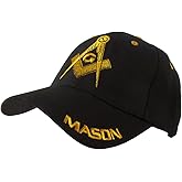 Treasure Gurus Mason Masonic Ball Cap Adjustable Freemason Golf/Baseball Hat Freemasonry Gift Black