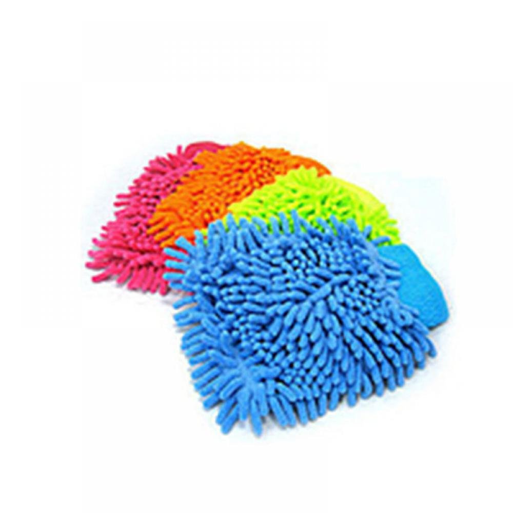 ICYANG 4 Pieces Microfiber Cleaning Towel Gloves Mittens One-sided Chenille Home Car Window Washing Cloth Duster Random Colour