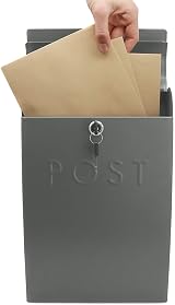 Maison & White Wall Mounted Post Box Glossy Finish Gray 37cm x 9cm x 25.5cm view 4