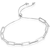 LeCalla Sterling Silver Solid Italian Paperclip Chain Bracelet | Diamond-Cut Women's Bracelet