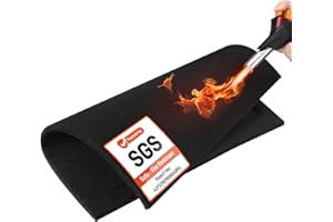 TOHONFOO 2 Pack 14'' x 14'' Welding Blanket Fireproof, 1/5"(5mm) Thickened Heat Resistant Mat, Flame Retardant Carbon Felt Wick, Fire Resistant Welding Pad, Brazing Heat Shield for HVAC Solder Plumbers