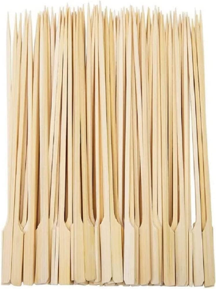 100 pcs Wooden Kebab Skewers Chicken Bamboo 30cm Paddle Skewers for Kebab BBQ Fruit Sticks & Burger Grilling, Cocktail Food Picks, Bamboo for Grilling, Wooden BBQ