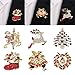 Christmas Brooch Pins - Great Deal 9-Pack Rhinestone Crystal Christmas Brooch Pin Set for Xmas Ornament Gifts