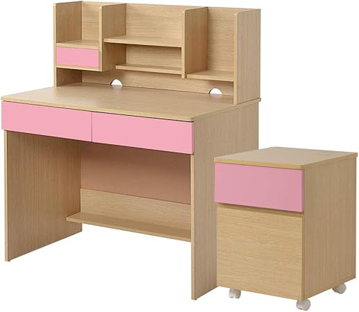 Amazon Co Jp Langba 学習机 勉強机 デスク 机 ジュニア学習デスク ブックシェルフ ワゴン 引出し付き ワークデスク 収納台 ミシン台 書斎机 コンパクト 木製 文房具 オフィス用品