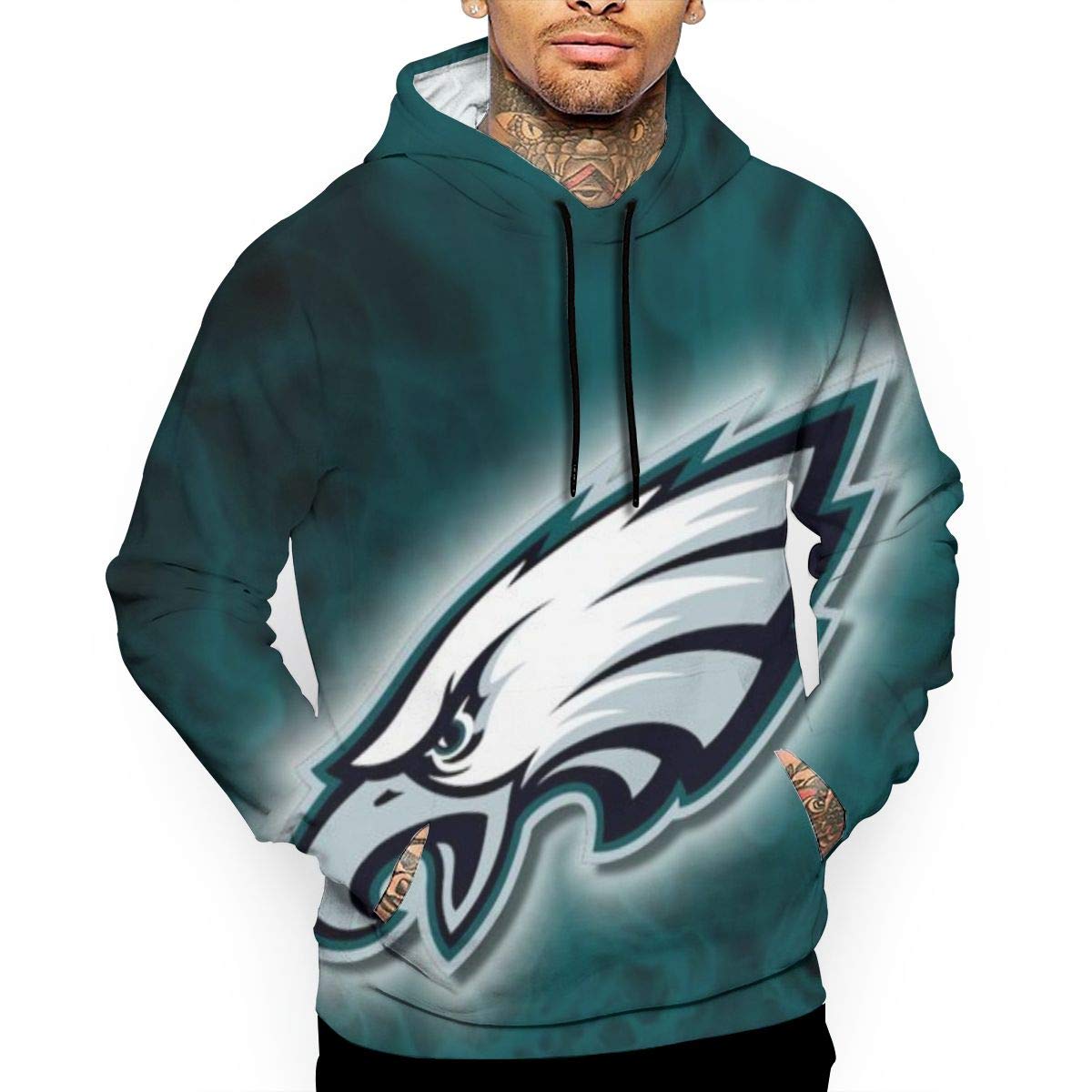 VF Philadelphia Eagles Hoodies Mens 3D Graphic Pullover Hooded Sweatshirt Shirts XXL White 