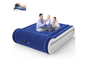 Luxchoice Matelas gonflable pour grand lit avec pompe électrique intégrée, matelas gonflable portable, matelas gonflable floq