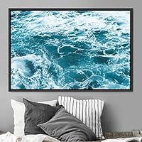 Framed Canvas Wall Art Coastal Freedom Aerial Beach Beach Coastal Cool Minimalism Multicolor Photography Relax/Calm - 16x24 inches