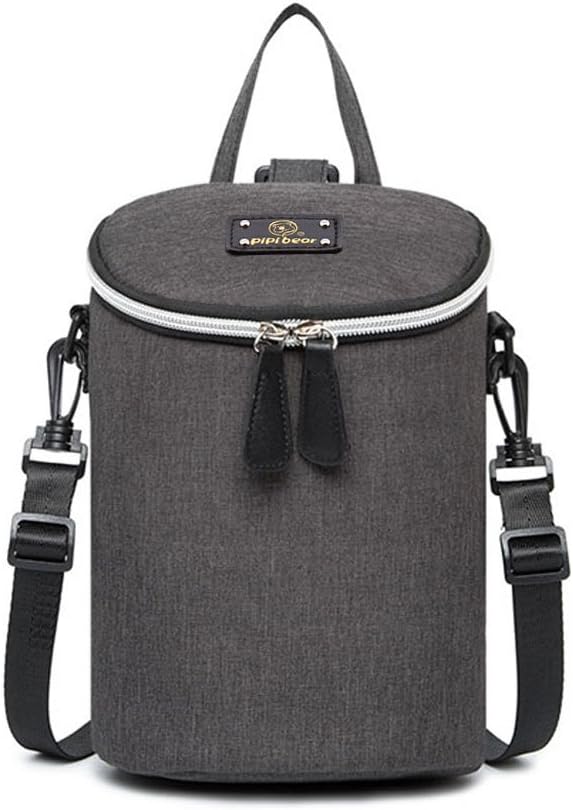 HEYI Insulated Double Bottle Bag, Portable Baby Bottle Tote Bag Keep Warm and Cool(Fits Up 2 Large 8 Oz Bottle) (Black)