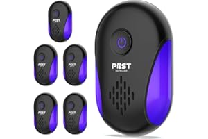 DOS VECES 2024 Upgraded Ultrasonic Pest Repeller 6 Packs, Indoor Pest Repellent, Electronic Plug in Pest Control for Bugs,Mosquito,Roach, Ant, Rodent, Mouse, Spider Repellent for House, Warehouse, Garage-Black