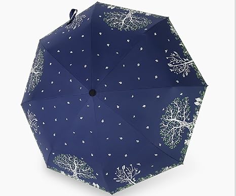 Amazon Co Jp 日傘 軽量 折りたたみ傘 レディース傘 晴雨兼用 Uvカット 8本骨 紫外線遮蔽率99 完全遮光 耐風撥水 人気 三段折り畳み 収納ポーチ付き 女性用 おしゃれ 梅雨対策 ネイビーブルー ホーム キッチン