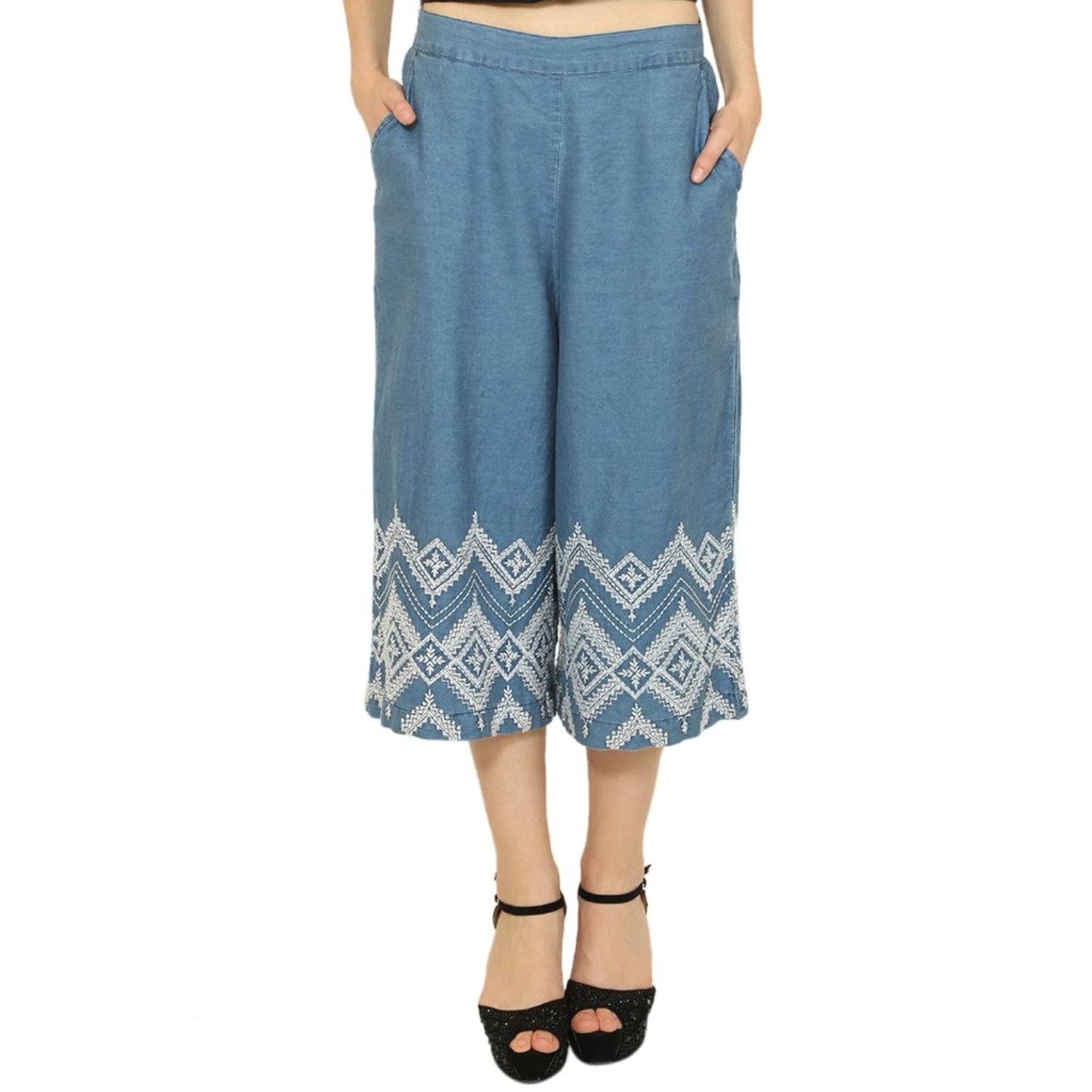 goodwill women's casual wear solid blue trouser