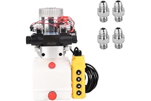 LCyindu 4.5 Quart Hydraulic Power Unit 1.6KW Hydraulic Pump 12V DC 3200 PSI Double Acting Dump Trailer Pump Plastic Oil Reservoir for Car Lifting Platforms