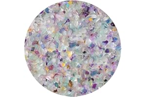 ZHIYUXI 1 lb Fluorite Crystal Chips Bulk Fish Tank Decorations Aquarium Rocks Gravel Vase Filler Stones Crystals for Candle Making Witch Kit Gravel for Plants Quartz Sand Gemstone 5-7 MM Stones