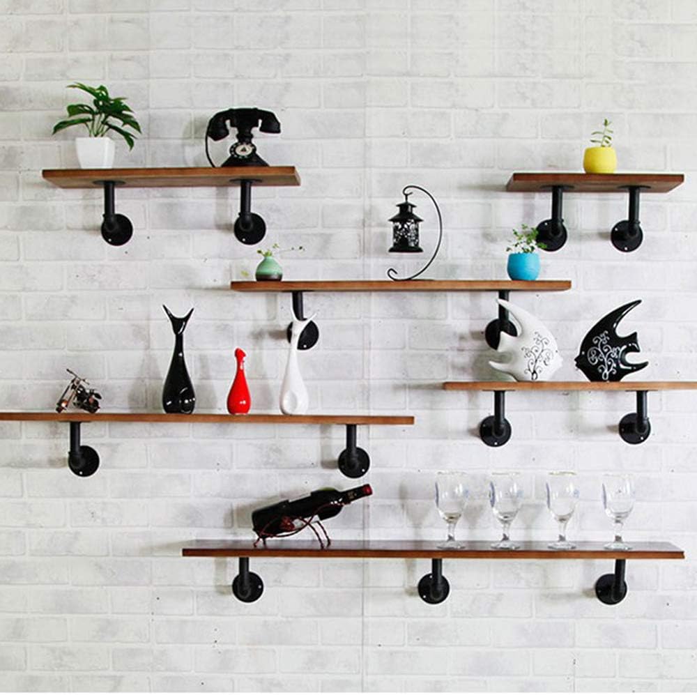 6 Pcs Pipe Shelf Brackets Industrial Iron Pipe Brackets Rustic Wall Mounted DIY Pipe Shelving Brackets Hanging Custom Floating Shelves Brackets with All Accessories Needed (6 Pack): Home Improvement