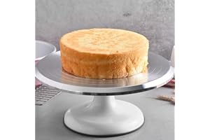 Sanpyl Professional 10 Inch Revolving Cake Decorating Stand for Perfectly Frosted Cakes for Home Bakers (White)