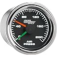 GlowShift 200 PSI Mechanical Dual Analog Air Pressure Gauge for Air Ride Suspension Systems - Black Dial - White LED Backlit - Clear Lens - Red & Green Needles - 2-1/16" 52mm
