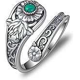 qielizhu Highland Cow Spoon Ring 925 Sterling Silver Turquoise Highland Cow Ring Western Jewelry for Women