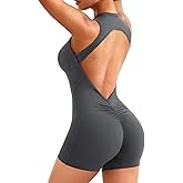 YEOREO Backless Workout Jumpsuits Women One Piece Sleeveless Jumpsuit with Pads Tessia Scrunch Butt Yoga Romper