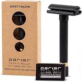 Parker Variant Adjustable Double Edge Safety Razor, Black and Gold | Solid Brass Two-Piece Razor Offers Five Adjustable Settings, Heavyweight Balance And A Distinctive Black-And-Gold Finish.