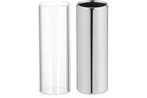 Toddmomy 2pcs 70mm Guitar Slides Set with Glass and Silver Stainless Steel Medium Bottleneck for Acoustic