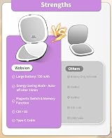 WOBSION Travel Mirror with Light 1X 10X Magnifying LED Compact 10cm Black view 3