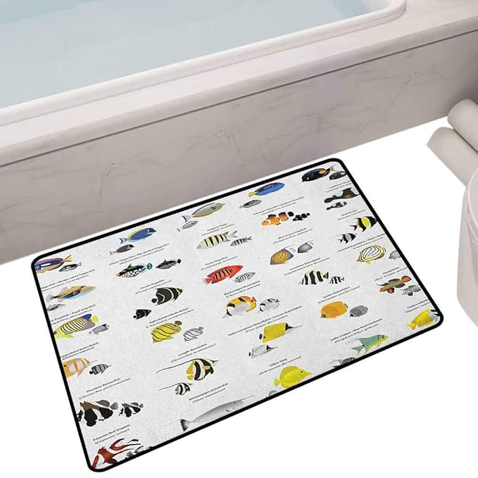 Washable Anti Slip Floor Mat Collection of Different Fish