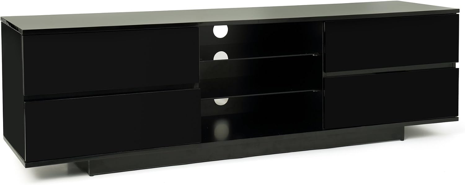 Centurion Supports Avitus Premium High Gloss Black with 4-Black Drawers & 3-Shelf 32"-65" LED/OLED/LCD TV Cabinet - Fully Assembled - Image 4