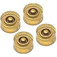 Vintage Forge Gold Left Hand (Lefty) Speed Knobs Compatible with Epiphone Les Paul SG Electric Guitar (Set of 4) Fits 18 Coarse-Spline Import (Metric) Split Shaft Pots Recessed LS18M-GLD4
