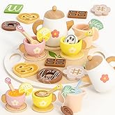 Wooden Tea Set for Toddlers 3-5 20PCS Tea Party Set with Storage Bag Kids Play Tea Set for 3 Year Old Birthday Gift