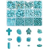 PH PandaHall 904pcs Turquoise Beads, 12 Styles Boho Sea Turtle Cross Disc Turquoise Stones Beads Rocks Bead for Bracelet Necklace Jewelry Making DIY Crafts
