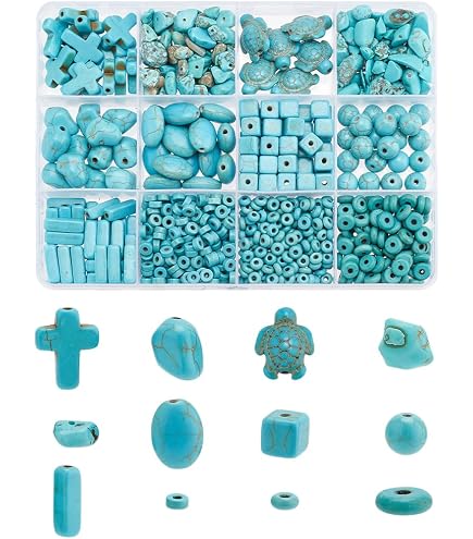 100 Cuentas Turquesa De Calavera 6x8mm - Para Pulseras, Collares, Manualidades Y Joyería DIY