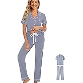 WJing Yi Jia Womens Pajamas Set 3Pcs Pajama Sets Soft Sleepwear XS-XXL Button Down Lounge Sets Nightwear Long Pants Pjs Sets