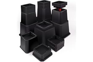Sunifier Adjustable Bed Risers 1,2,3,4,5,6,7,8,9,10 inch Heavy Duty Furniture Risers for Bed Frame Legs, Bed Lifts Risers for Table, Couch, Desk, Sofa Dorm Bed Risers (Black, 1-10 inch)