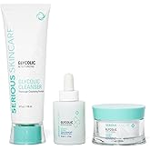 Serious Skincare Glycolic Skin Renewal Set - Retexturizing Serum - Facial Moisture Cream - Face Wash Cleanser - Balancing Blue Tansy Extract - Improve Appearance of Lines, Wrinkles and Enlarged Pores