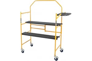 MetalTech 4 Ft Scaffolding Platform, Adjustable, Foldable and Rolling Scaffold Platform with 4-Inch Locking Wheels for Construction & DIY Projects