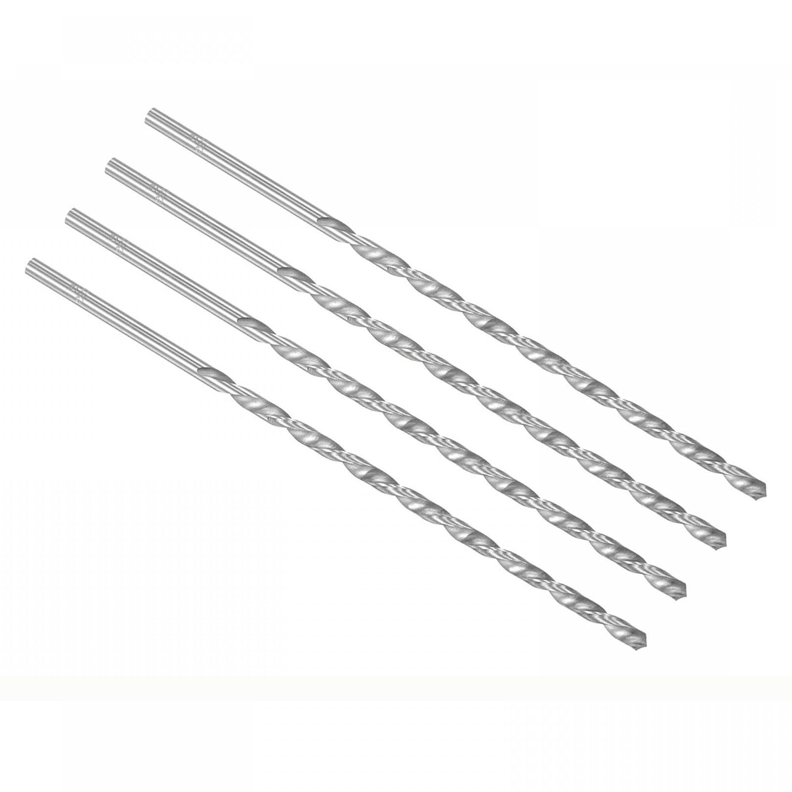 TOP-VIGOR 4Pcs 4mm Dia Extra Long Twist Drill Bits, 200mm Length High Speed Steel Extended Spiral Drill Bit, Straight Shank Twist Drill Bit Tool for Wood Metal Aluminum Plastic