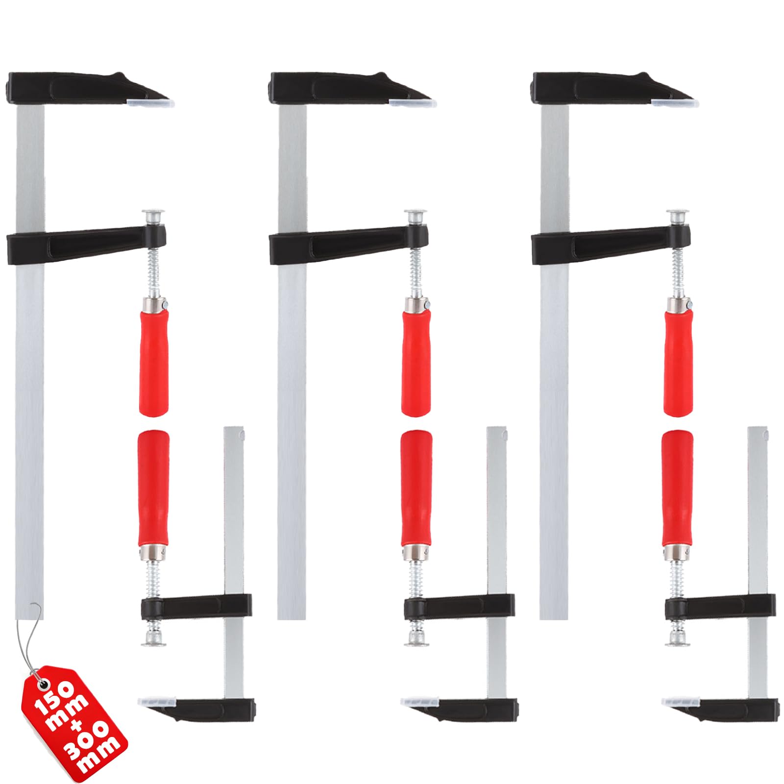 MUXHEL 6PCS Wood Clamps for Woodwork 150mm+300mm Quick Slide Woodworking Clamps Heavy Duty F clampss for Woodwork, Welding, Metal Working, DIY and Crafts